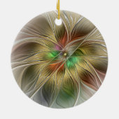 フローラファンタジーと金ゴールドモダン抽象芸術 セラミックオーナメント (裏面)
