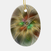 フローラファンタジーと金ゴールドモダン抽象芸術 セラミックオーナメント (裏面)