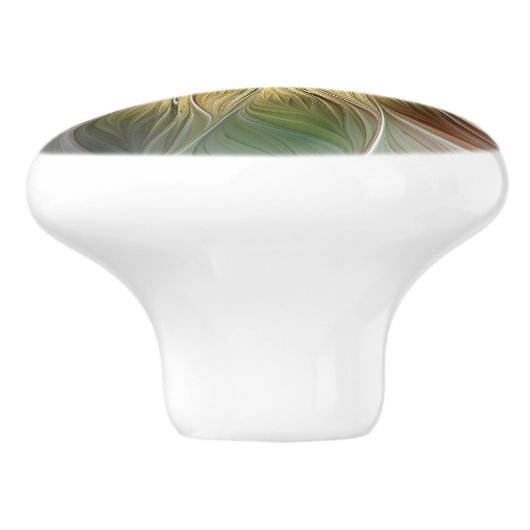 フローラファンタジーと金ゴールドモダン抽象芸術 セラミックノブ (側面)