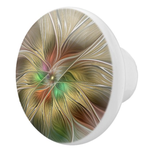 フローラファンタジーと金ゴールドモダン抽象芸術 セラミックノブ (右)