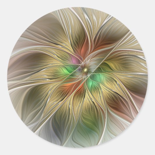 フローラファンタジーと金ゴールドモダン抽象芸術 ラウンドシール (正面)