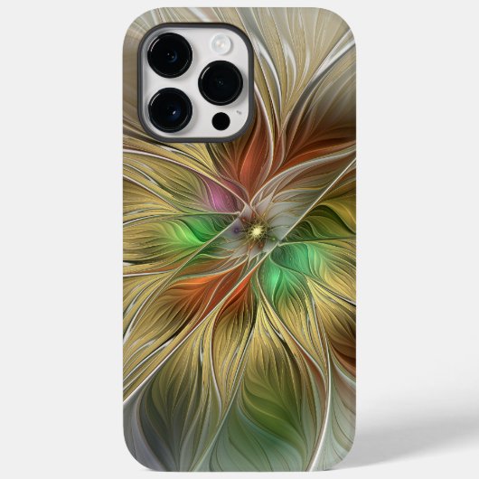 フローラファンタジーと金ゴールドモダン抽象芸術 Case-Mate iPhoneケース (裏面)