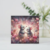 フローラファンタジーハートネズミ水色バレンタイン シーズンカード (スタンド正面)