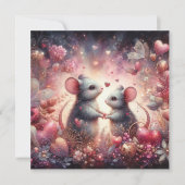 フローラファンタジーハートネズミ水色バレンタイン シーズンカード (正面)