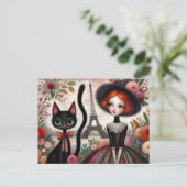 フローラファンタジーパリの猫の友人 ポストカード (スタンド正面)