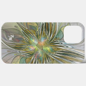 フローラファンタジーフラクタル花と金ゴールドイニシャル Case-Mate iPhoneケース (裏面 (横))