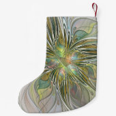 フローラファンタジーモダンフラクタルアートフラワー金ゴールド名 スモールクリスマスストッキング (裏面)