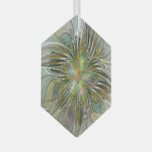 フローラファンタジーモダンフラクタル芸術花金ゴールド ガラスオーナメント (正面右)