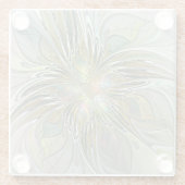 フローラファンタジーモダンフラクタル芸術花金ゴールド ガラスコースター (裏面)