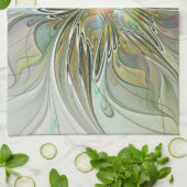 フローラファンタジーモダンフラクタル芸術花金ゴールド キッチンタオル (折り畳み)