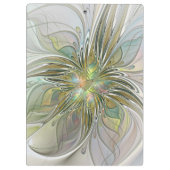 フローラファンタジーモダンフラクタル芸術花金ゴールド クリップボード (裏面)