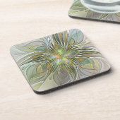 フローラファンタジーモダンフラクタル芸術花金ゴールド コースター (左側)