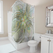 フローラファンタジーモダンフラクタル芸術花金ゴールド シャワーカーテン (インサイチュ)