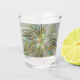 フローラファンタジーモダンフラクタル芸術花金ゴールド ショットグラス