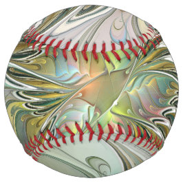 フローラファンタジーモダンフラクタル芸術花金ゴールド ソフトボール