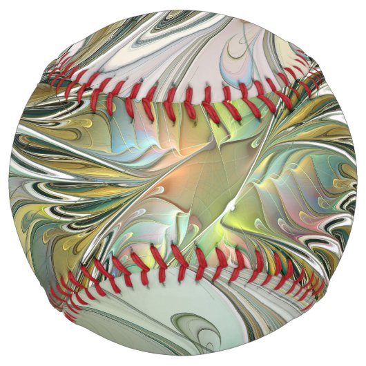 フローラファンタジーモダンフラクタル芸術花金ゴールド ソフトボール (正面)