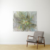 フローラファンタジーモダンフラクタル芸術花金ゴールド タペストリー (インサイチュ(横))