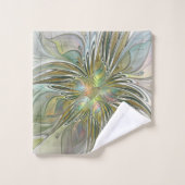 フローラファンタジーモダンフラクタル芸術花金ゴールド バスタオルセット (ウォッシュタオル)