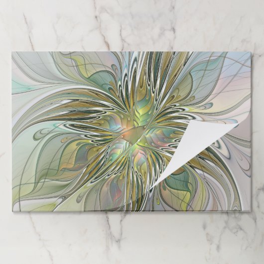 フローラファンタジーモダンフラクタル芸術花金ゴールド ペーパーパッド (折り畳み)