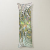 フローラファンタジーモダンフラクタル芸術花金ゴールド ボディピロー (裏面 (縦))