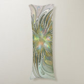 フローラファンタジーモダンフラクタル芸術花金ゴールド ボディピロー (正面縦)