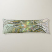 フローラファンタジーモダンフラクタル芸術花金ゴールド ボディピロー (裏面)