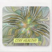 フローラファンタジーモダンフラクタル芸術花金ゴールド マウスパッド (正面)