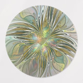 フローラファンタジーモダンフラクタル芸術花金ゴールド ラベル (デザイン2)