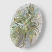 フローラファンタジーモダンフラクタル芸術花金ゴールド ラージ壁時計 (傾斜)
