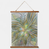 フローラファンタジーモダンフラクタル芸術花金ゴールド 吊り下げ型タペストリー (正面)
