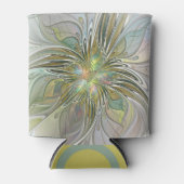 フローラファンタジーモダンフラクタル芸術花金ゴールド 缶クーラー (正面)