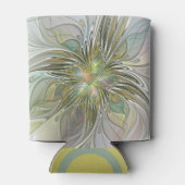 フローラファンタジーモダンフラクタル芸術花金ゴールド 缶クーラー (裏面)