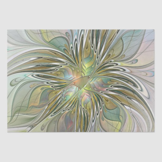 フローラファンタジーモダンフラクタル芸術花金ゴールド 薄葉紙 (正面)