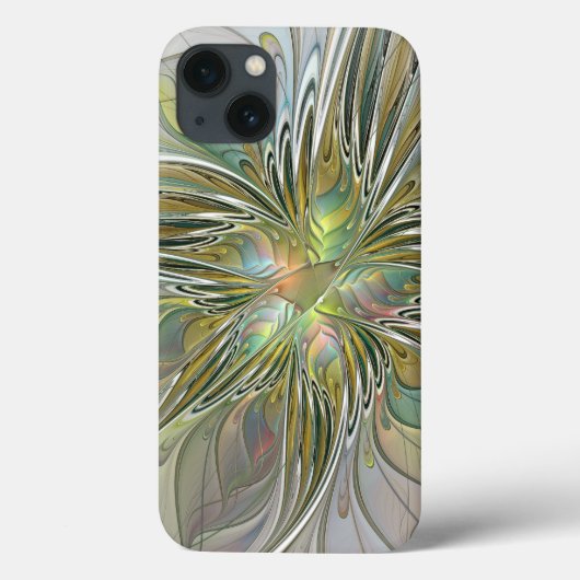 フローラファンタジーモダンフラクタル芸術花金ゴールド Case-Mate iPhoneケース (裏面)