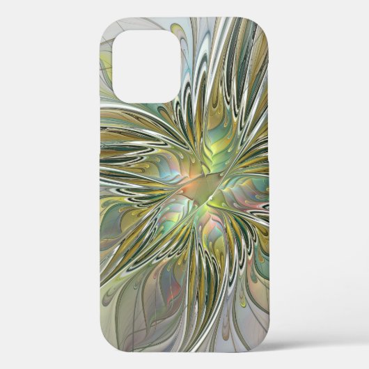 フローラファンタジーモダンフラクタル芸術花金ゴールド Case-Mate iPhoneケース (裏面)