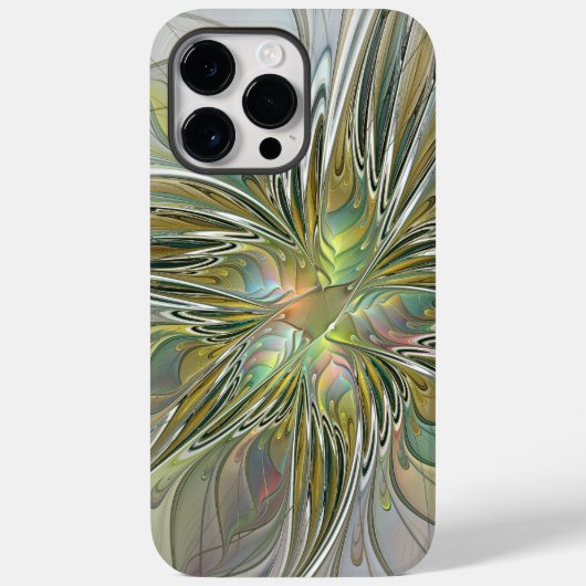 フローラファンタジーモダンフラクタル芸術花金ゴールド Case-Mate iPhoneケース (裏面)