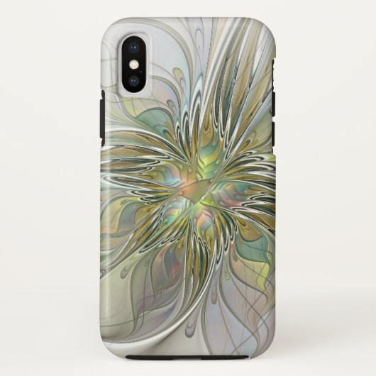 フローラファンタジーモダンフラクタル芸術花金ゴールド Case-Mate iPhoneケース (裏面)