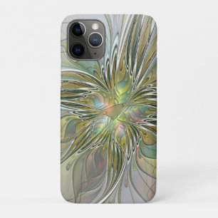 フローラファンタジーモダンフラクタル芸術花金ゴールド iPhone 11 PROケース