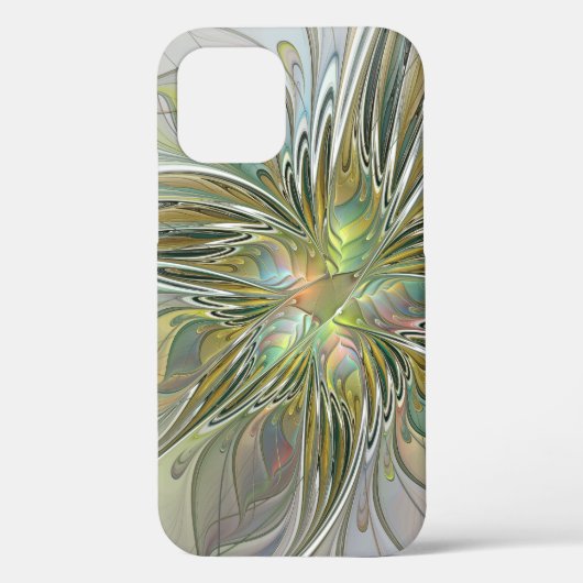 フローラファンタジーモダンフラクタル芸術花金ゴールド Case-Mate iPhoneケース (裏面)