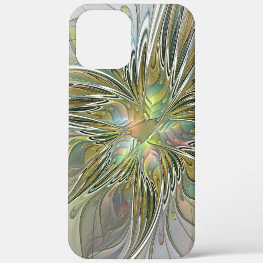 フローラファンタジーモダンフラクタル芸術花金ゴールド Case-Mate iPhoneケース (裏面)