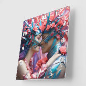 フローラファンタジー界の魅力溢れる恋人 スクエア壁時計 (傾斜)