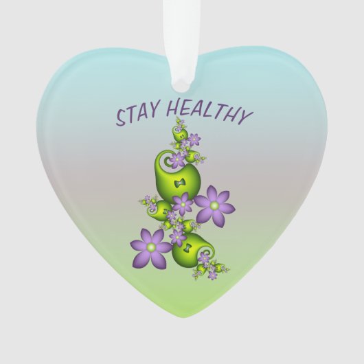 フローラファンタジー薄紫花グリーンシェイプフラクタル オーナメント (正面)