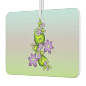 フローラファンタジー薄紫花グリーンシェイプフラクタル カーエアーフレッシュナー (左)