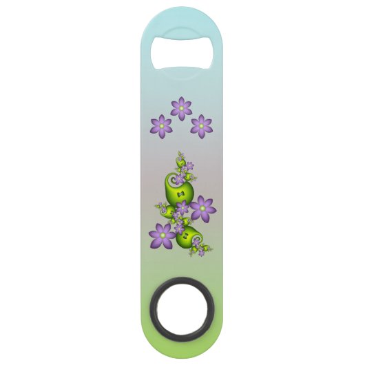 フローラファンタジー薄紫花グリーンシェイプフラクタル スピード栓抜き (正面)