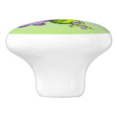 フローラファンタジー薄紫花グリーンシェイプフラクタル セラミックノブ (側面)