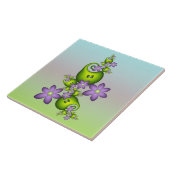 フローラファンタジー薄紫花グリーンシェイプフラクタル タイル (側面)