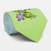 フローラファンタジー薄紫花グリーンシェイプフラクタル ネクタイ (ロール)