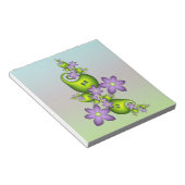 フローラファンタジー薄紫花グリーンシェイプフラクタル ノートパッド (アングル)