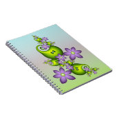 フローラファンタジー薄紫花グリーンシェイプフラクタル ノートブック (右側)