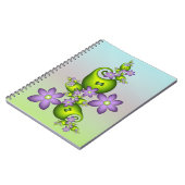 フローラファンタジー薄紫花グリーンシェイプフラクタル ノートブック (左側)